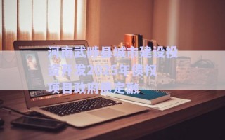 河南武陟縣城市建設(shè)投資開(kāi)發(fā)2025年債權(quán)項(xiàng)目政府債定融